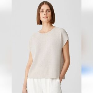 Eileen Fisher Organic Linen Organic cotton Bateu Neck Sleeveless Top Siz…